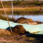 Fischerboot mit Netzen